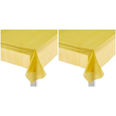 Unique- Plastic Tablecover Rectangle Tovaglia Plastificata, Tinta Unita, Gialla, 274 L x 137 W centimeters, 5093 (Confezione da 2)