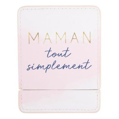 Draeger Paris | Zakspiegel Mama eenvoudig met roze etui | vierkante make-upspiegel om mee te nemen | ideaal voor thuis en op reis | 9 x 7 cm | cadeau voor verjaardag, Kerstmis, Moederdag