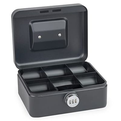 Hucha Sax con cerradura de combinación, extra fuerte, 20 x 16 x 9 cm, mediana, negra, 0-822-19