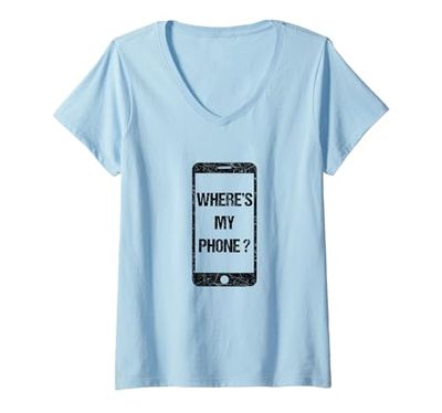 Mujer Teléfono Celular Divertido Smartphone ¿Dónde está mi teléfono? Camiseta Cuello V