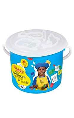 Jovi - Super Seau, Peinture au Doigt, Lot de 5 pots 35 ml + 20 pochoirs, Couleurs Assorties, A base d'ingrédients naturels, Sans Gluten (14FP)