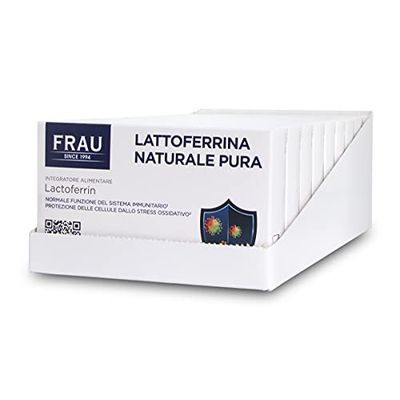 FRAU Lattoferrina Naturale Pura, Integratore lattoferrina con Vitamina D e Vitamina C, 9 Confezioni x 20 compresse da 700 mg, Integratore sistema immunitario e Integratore Ferro, Senza glutine