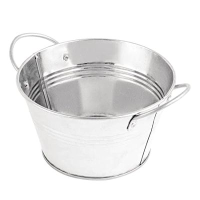 Olympia Mini Metal Food Serving Bucket, Shallow 150mm, Size: 80(H) x 150(Ø)mm, Mini Chip Fries Bucket, Use with Parchment (DM177) for Food Safe Service, Commercial or Home Kitchen Use | DM214