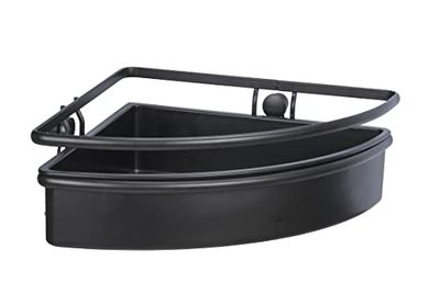 Wenko Scaffale Angolare Molinella, Ripiano da Bagno con Cestini Profondi, Appoggio Sicuro Dei Prodotti per L'Igiene, Acciaio Verniciato Opaco con Inserti in Plastica, (Lxaxp): 30 X 8,5 X 21,5 Cm, Nero