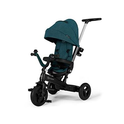 Kinderkraft Triciclo Evolutivo TWIPPER, con Maniglione, Sella Girevole 360 Gradi, Accessori, Campanello, Portabicchiere, da 9 Mesi fino a 5 Anni, Verte