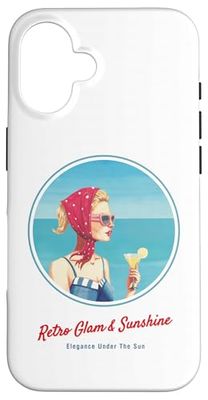 Fille rétro sur la Plage – Ambiance Estivale des années 50 Coque pour iPhone 16