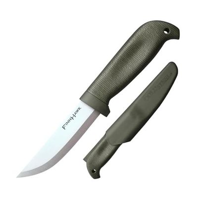 Cold Steel, Finn Hawk, nóż outdoorowy, ostrze Drop Point, uchwyt TPR, satynowe wykończenie, ostrze ze stali 4116, ostry nóż do przygód, dla miłośników aktywności na świeżym powietrzu, narzędzie