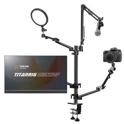 TARION Soporte Camara Mesa Brazo: Soporte para Camara de Escritorio Flexible Overhead Camera Mount Rig Fotografia con Brazo Articulado para Luz de Anillo Micrófono Video Titanrig(Conjunto de Mesa)