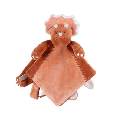 NOUKIE'S - Doudou Enfant - Doudou en Veloudoux - Ops Le Tricératops - Multifonctionnel - Cannelle - 1 Unité