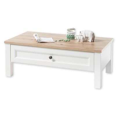 Stella Trading Toskana-Tavolino da Salotto in Stile Rustico con cassetto, Effetto, Colore, Legno ingegnerizzato, Rovere Artisan/Bianco, 110 x 41 x 60 cm
