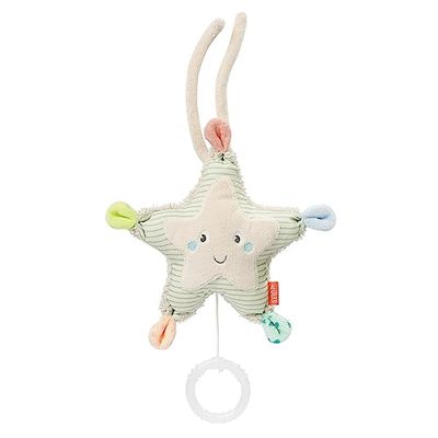 Fehn Boîte à musique bébé étoile de mer - Doudou avec fixation - Aide au sommeil mélodie "Weißt du wieviel Sternlein" - Jouets pour bébé en voyage & à la maison - Jouets musicaux pour bébés & enfants