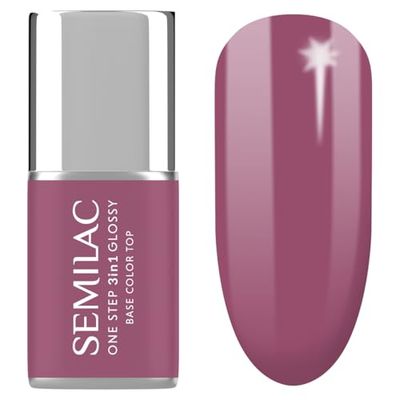 S205 Semilac UV nagellack 3-i-1 ett steg glansig lila beige 7 ml – lila beige UV gel nagellack 3-i-1 | Bas & topp i ett | Snabb och enkel användning