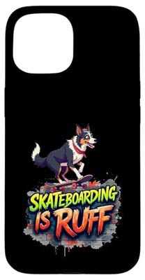 Funny Skateboarding Gift for Border Collie Dog Owners Case for iPhone 15