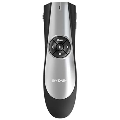 Byeasy RF 2,4 GHz Wireless Presenter Remote Présentation USB contrôle PowerPoint PPT Clicker avec Deux Piles AAA Inclus – Noir.