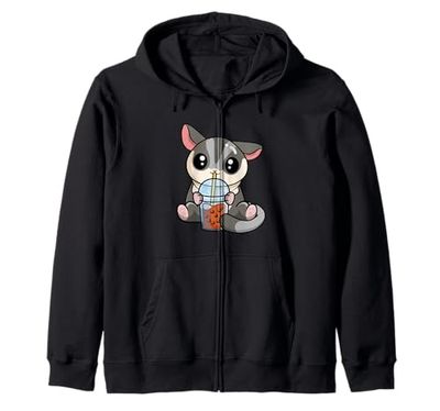 Cute Kawaii Boba Tea Bubble Tea Drinking Sugar Glider Lover Felpa con Cappuccio
