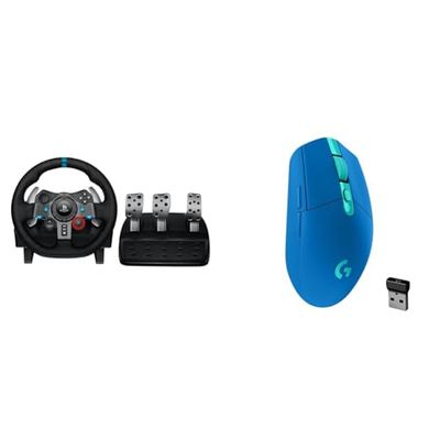Logitech G29 Driving Force Racing Wheel and Floor Pedals, Real Force Feedback & 05 LIGHTSPEED Wireless Gaming Mouse, HERO 12K Sensor