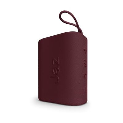JAZ Mini Enceinte sans Fil avec lanière, Enceinte Portable, Puissance 3 Watts, Compatible avec clés USB, Cartes SD, câble AUX, Micro intégré, Commandes Multifonctions, Tissu, Rouge