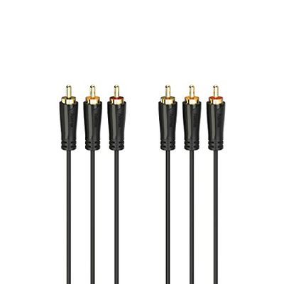 Hama Audio-/videokabel, 3 RCA-stekkers - 3 RCA-stekkers, verguld, 1,5 m