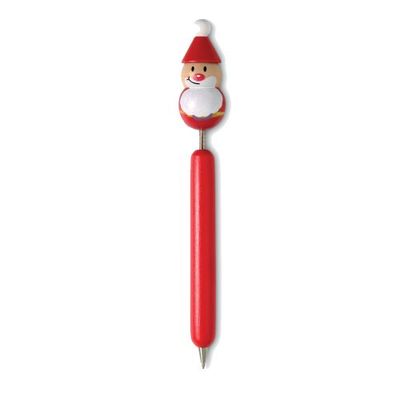 eBuyGB Wooden Pen with Christmas Topper (Red Santa Pack of 1)