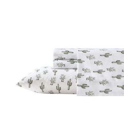 Wrangler - Sheet Set, Breathable & Wrinkle Resistant Bedding, Includes Matching Sham & Pillowcase, Western Inspired Home Decor (Cacti Green, Twin)