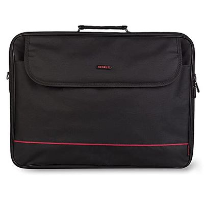 MONRAY PASSENGER PLUS - Maletín de Nylon Negro para Portátil de hasta 18" con Compartimento Acolchado, Estilo Elegante y Organización Eficiente, Espacio adicional para accesorios, correa ajustable