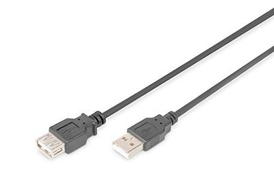 DIGITUS Cable de extensión USB 2.0 - 1,8 m - USB A (m) a USB A (f) - 480 Mbit/s - cable de conexión, cable USB - Negro