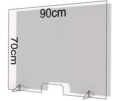 Perspex Spit Protection 90 x 70 cm Virus Protection Cough Protection Sneezing Protection Counter Top Table Top (90 x 70)