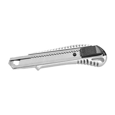 FSKTW118 Cutter métallique professionnel extra résistant fabriqué en aluminium, lame en acier inoxydable de 18 mm, système de verrouillage et lames interchangeables