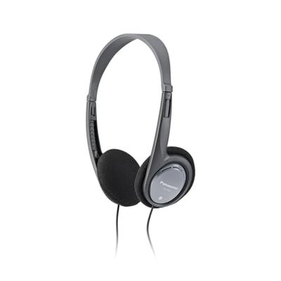Panasonic RP-HT090E-H Auriculares con Cable Largo, Ligeros y Ajuste Cómodo, con Sistema XBS y Control de Volumen en el Cable, Plata