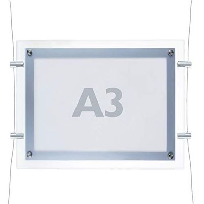 PrimeMatik - Marco cuadro iluminado por LED A3 495x372mm doble cara de metacrilato para cartel anuncio letrero (LX045)
