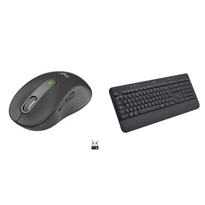 Logitech Signature M650 Draadloze Muis – Voor kleine tot middelgrote handen, 2 jaar batterijduur, aanpasbare zijknoppen, Logitech Signature K650 Comfort Draadloos Toetsenbord, US INT'L QWERTY