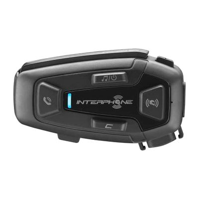 Interphone Intercom U-COM 8R Mono – Intercom Moto pour jusqu'à 24 Pilotes et Une Distance de 1.6 km – avec Technologie Mesh 2.0 et Bluetooth 5.2 pour GPS et TFT – Autonomie 18h et étanchéité IP67