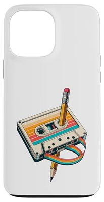 Nastro a cassetta vintage a matita, stile nostalgico, anni '80 e '90 Custodia per iPhone 13 Pro Max