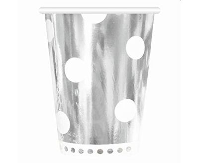 Farbe B&C Polka Dots Silver Pappbecher (6 Stücke) 266 ml