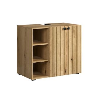trendteam smart living - PureBliss - Mobile sottolavabo - rovere - lavabo con 3 scomparti aperti - 90 x 91 x 53 cm - effetto scanalato - eleganti manici in metallo - Lavabo da appoggio da 80 cm