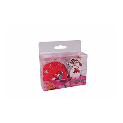 Silikomart Baking Cups - Set 24 Paper Cases + 24 Cake Topper Picks Snowman