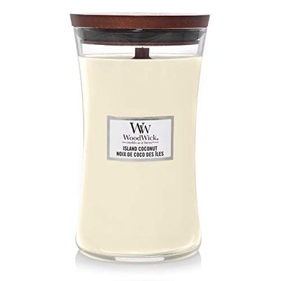 WoodWick vela aromática grande em forma de ampulheta, coco ilha