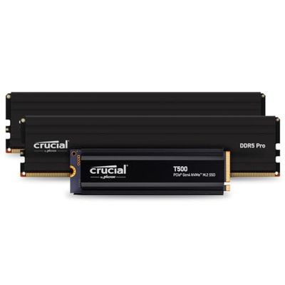 Crucial T500 2TB Gen4 NVMe M.2 Internal Gaming SSD with Heatsink & Crucial Pro Desktop RAM 48GB Kit (2x24GB) DDR5 6000MHz