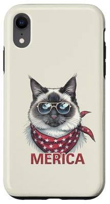 Vintage Ragdoll gatto 4 luglio Merica Custodia per iPhone XR