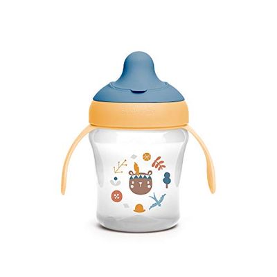 Suavinex Learning Cup, 200 ml, Fixed Mouthpiece, Leak-Proof, Dishwasher Safe, Baby and Toddlers from 6 Months, Yellow Frog