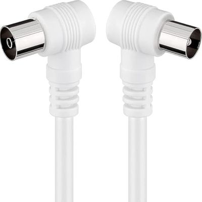 Zarivy Câble TV à angle droit blanc de 8 m, idéal pour connecter des appareils et optimiser l'espace dans les installations audiovisuelles.