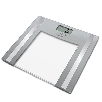 Salter 9182 SV3R Glass Analyser Bathroom Scale, 150 kg Max Capacity, Measures Body Fat/Water, Muscle/Bone Mass, BMI, 8 User Memory, Athlete Mode, Easy to Read Display, Silver