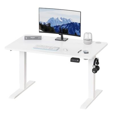 JUMMICO Bureau électrique réglable en Hauteur avec Fonction mémoire - 100 x 60 cm - Blanc
