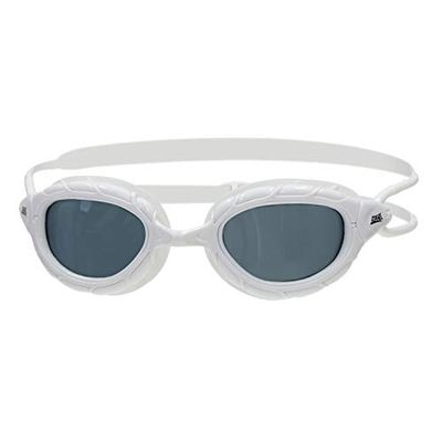 Zoggs Predator Zwembril voor volwassenen, UV-bescherming zwembril, katrol aanpassen Comfort Goggles riemen, mistvrije zwembril lenzen, Zoggs Goggles Volwassenen Ultra Fit, Smoke Gekleurd, Wit, Small