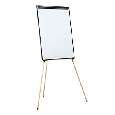 Bi-Office Essence Cavalletto Treppiedi, Superficie magnetica in acciaio laccato, struttura in alluminio nero e legno naturale