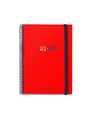 Miquelrius - Agenda scolaire 2021-2022, taille active 11,7 x 17,4 cm, jour page, College rouge, langue espagnole