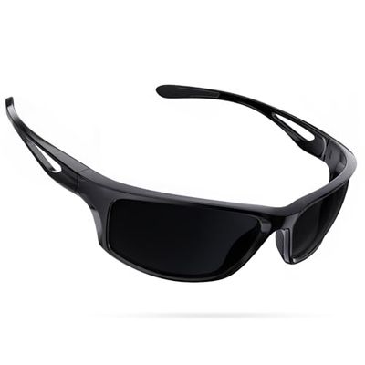 CHEREEKI Sport Zonnebril, Gepolariseerde Heren Fietsbril met UV400 Bescherming, Lichtgewicht Onbreekbaar Frame voor Heren en Dames Fietsen Auto Rijden Vissen Hardlopen Wandelen Golf (Zwart)