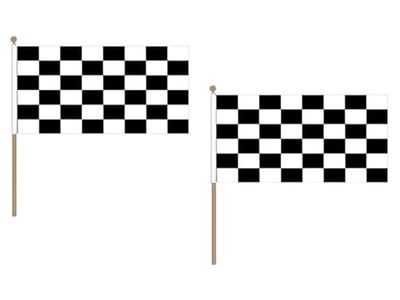 Drapeau Damier noir et blanc 45x30cm HAMPE en bois - LOT DE 10 Drapeaux à damiers - course automobile - Formule 1 30 x 45 cm - AZ FLAG