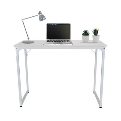hjh OFFICE 821000 Bureau, 100 x 50 cm, wit, computertafel, pc-tafel, tot 200 kg belastbaar, robuust en onderhoudsarm