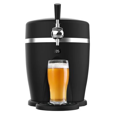 Cecotec Dispensador de Cerveza BeerFlow 5000, 60 W, Rango Temperatura controlada de 3 a 6ºC, Compatible barriles universales presurizados 5L, Indicador temperatura LED, Asa transporte, Antideslizante